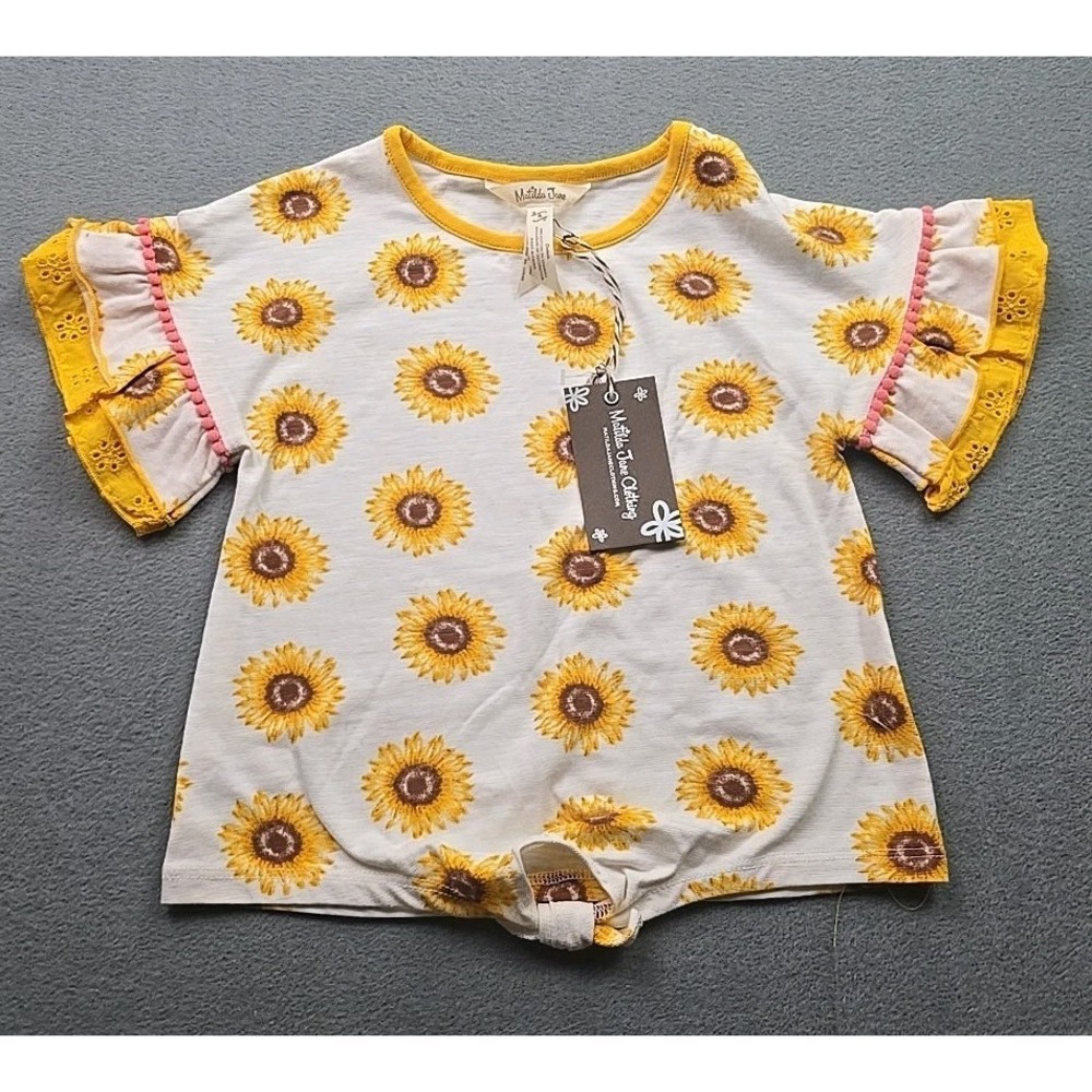 NWT Matilda Jane Enchanted Garden Yellow Sunflowers Forever Knit Tee Shirt‎ 4